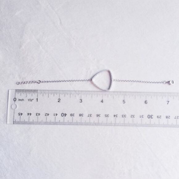 Sterling Silver Clear Cz Geometric Bracelet Chain Cubic Zirconia Modernist 925 - Picture 4 of 4